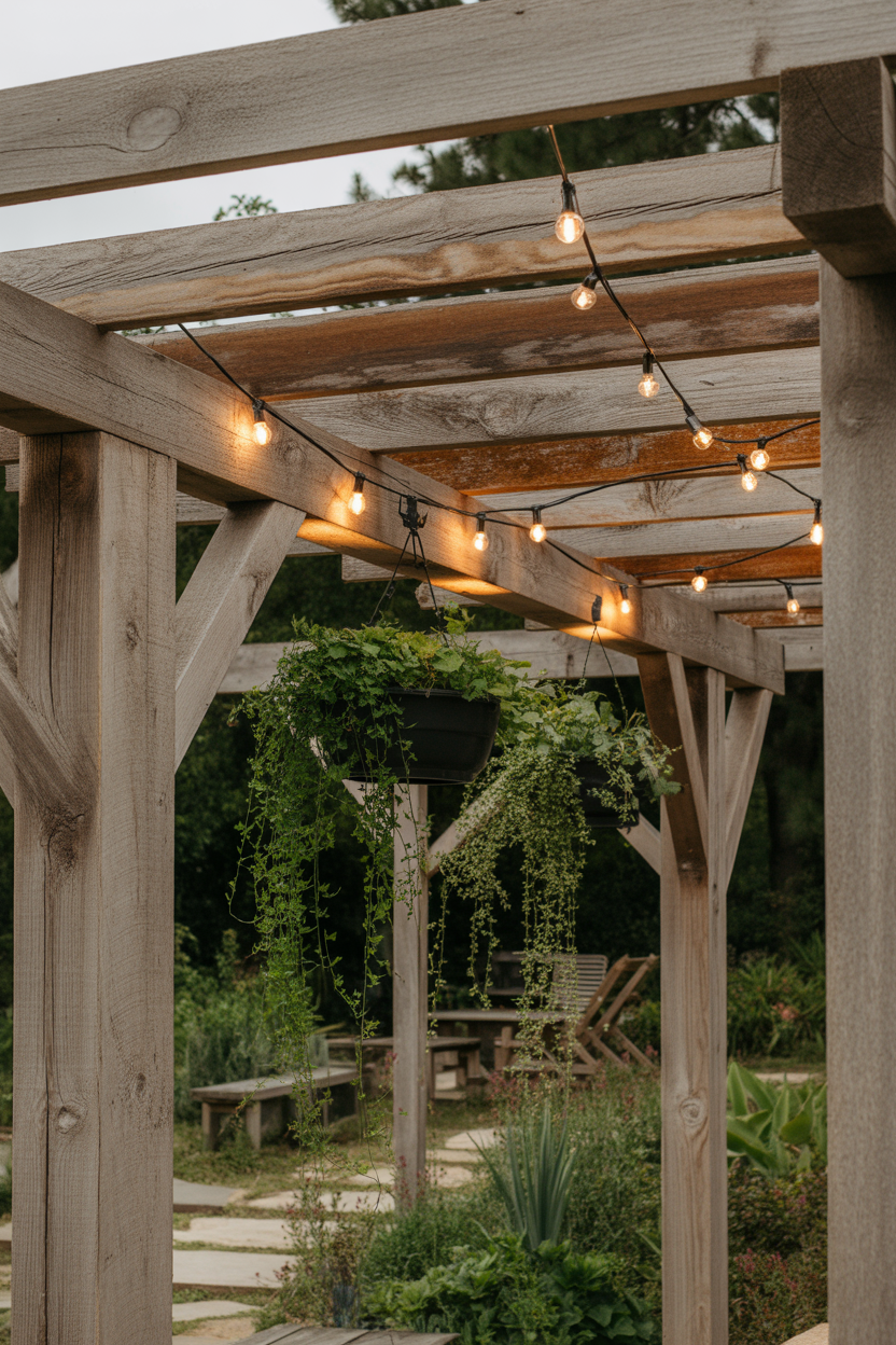 eco-friendly pergola patio ideas with reclaimed wood and natural design