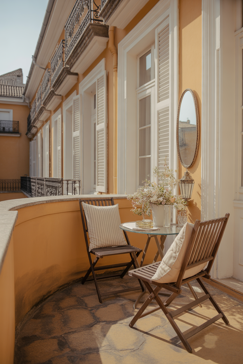 Vintage antique accent balcony with elegant European charm