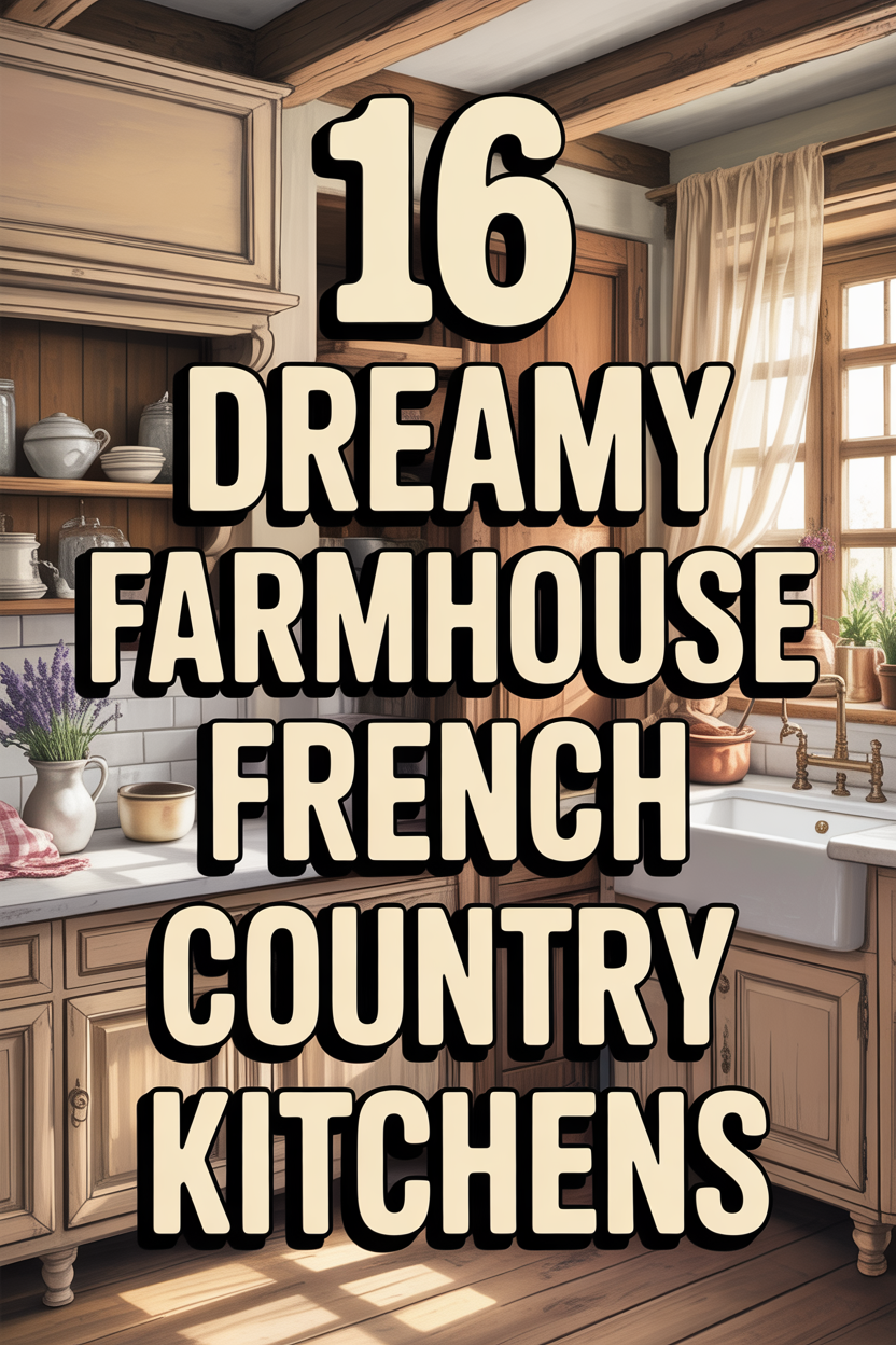 Dreamy farmhouse French country kitchen with rustic wood and soft neutral tones