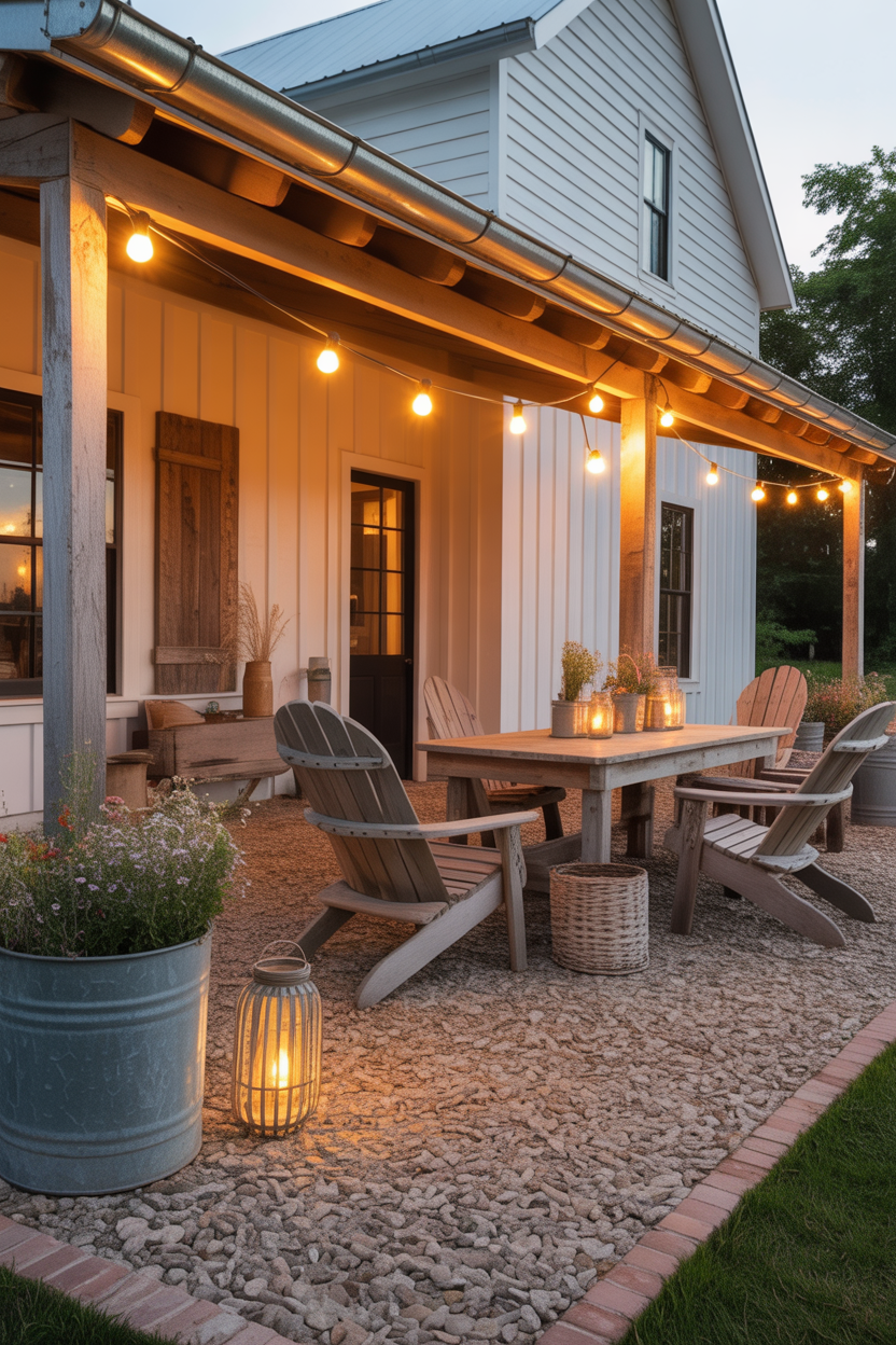 farmhouse gravel patiofarmhouse gravel patio ideas with cozy rustic style