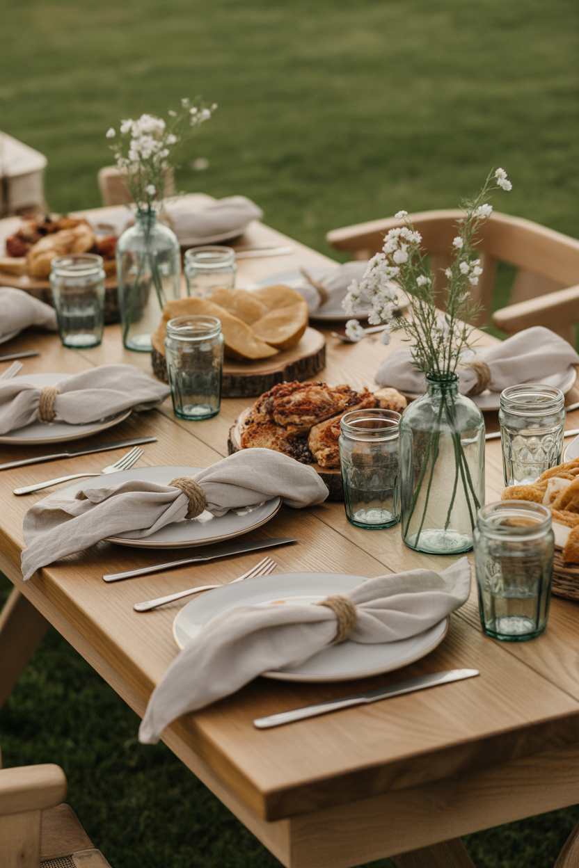 rustic farmhouse Mother’s Day table decoration ideas cozy brunch setup