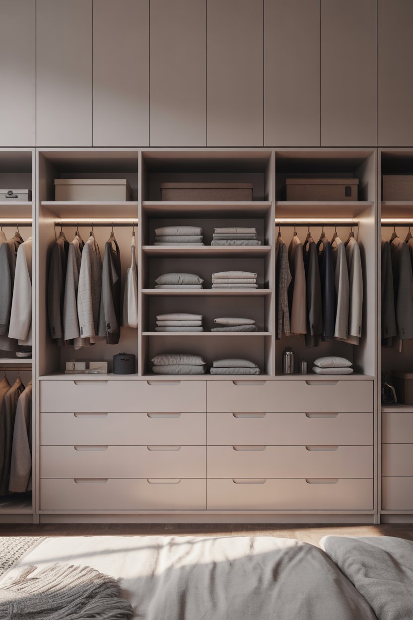 IKEA dresser styled as a built-in closet unit for a seamless custom look