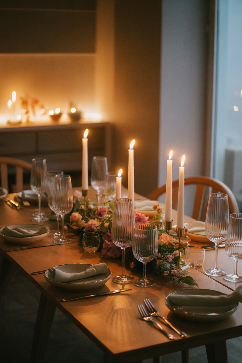 flower candle centerpiece decor ideas for Mother’s Day table