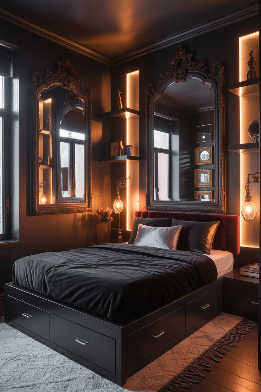 dark & moody bedroom ideas with budget gothic decor