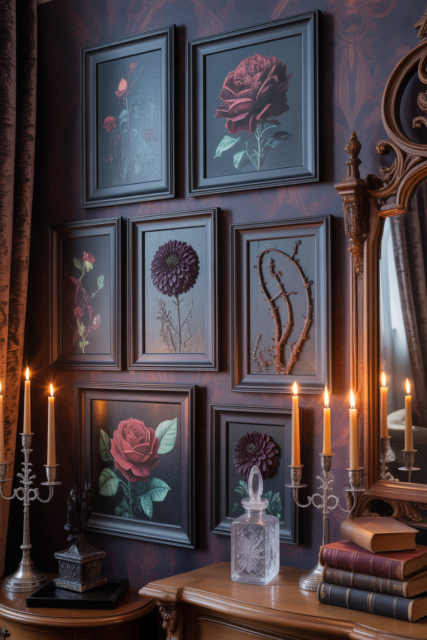 dark & moody bedroom ideas with gothic wall art decor