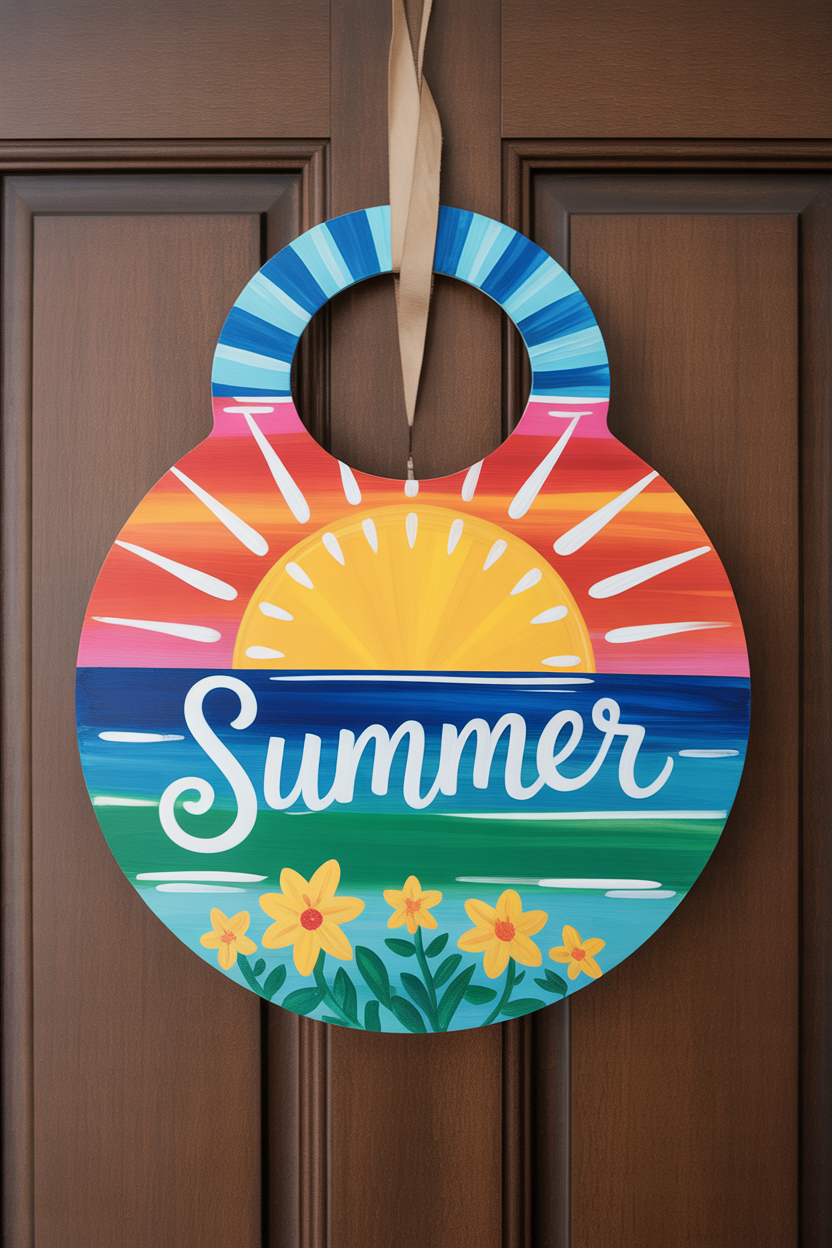 Summer door hanger ideas hand-painted DIY creative front door decor