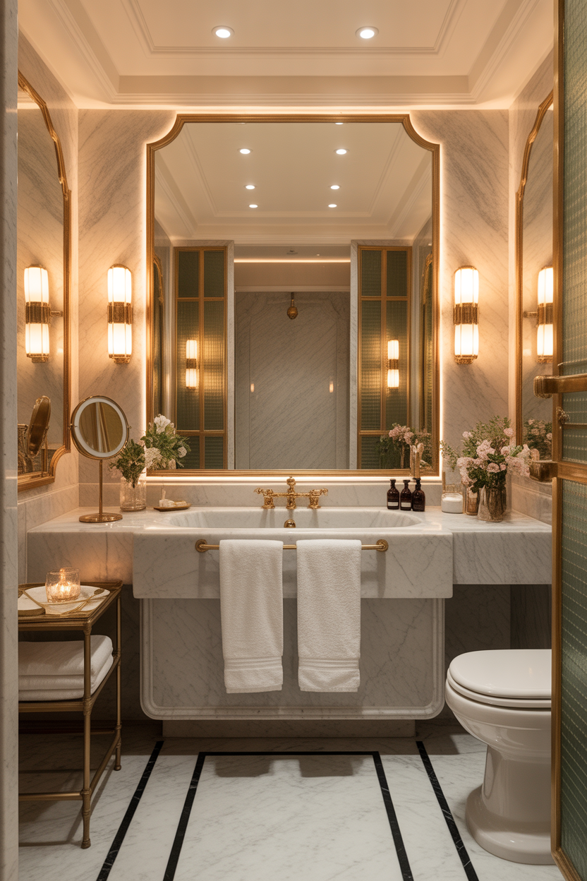 Art Deco bathroom with hotel luxury style design