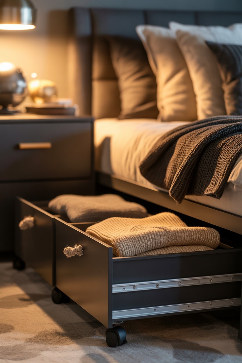 DIY IKEA rolling under-bed storage drawers hack for small bedroom organization