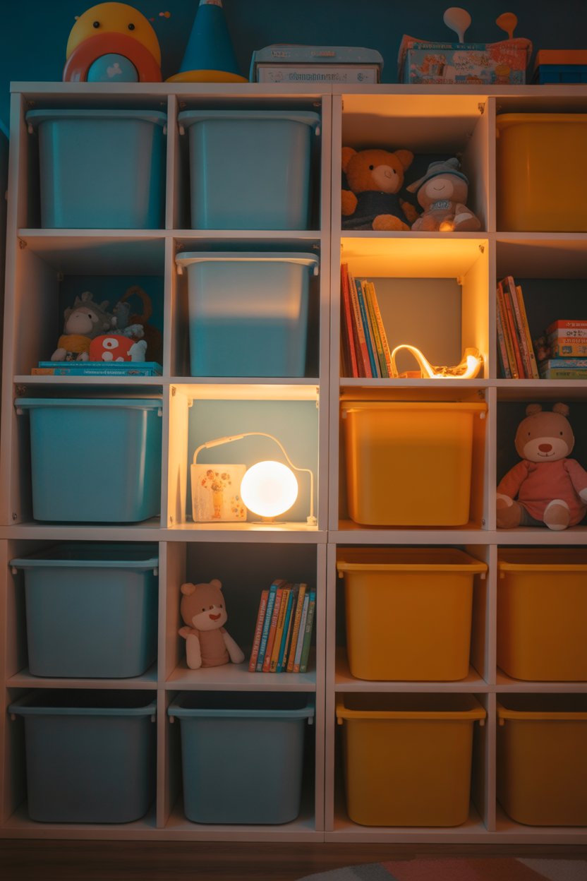 IKEA TROFAST storage system with colorful bins for kids' small bedroom organization