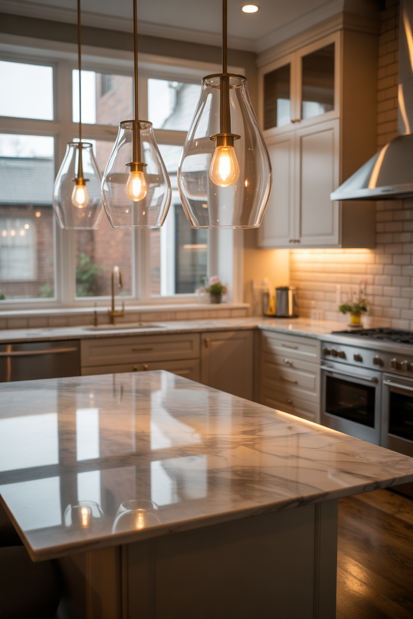 kitchen island decor ideas with pendant lighting glow