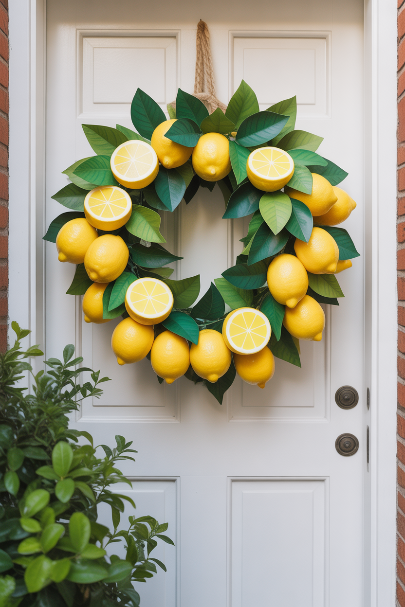 Lemon summer door hanger ideas for bright and fresh front door decor