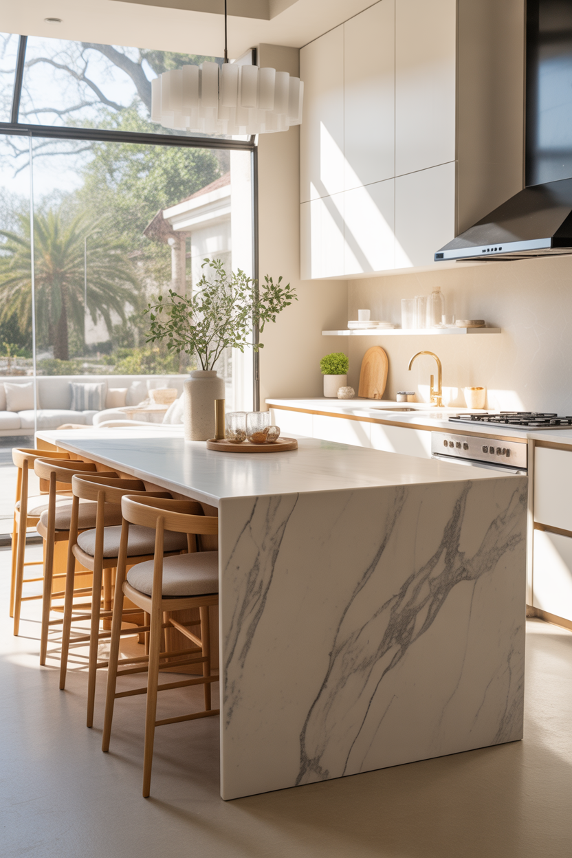 luxury kitchen island decor ideas with marble top styling