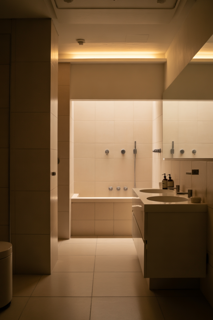 Minimalist small bathroom clutter-free aesthetic modern spa design