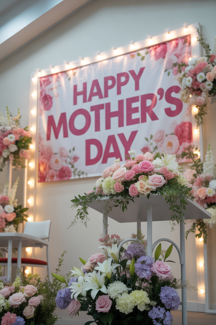 Happy Mother’s Day banner, church stage decoration