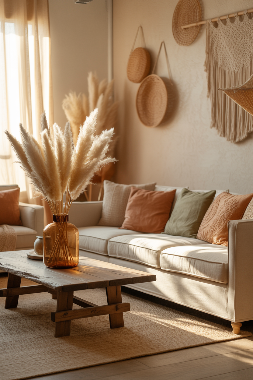 boho Mother’s Day flower ideas with pampas arrangement