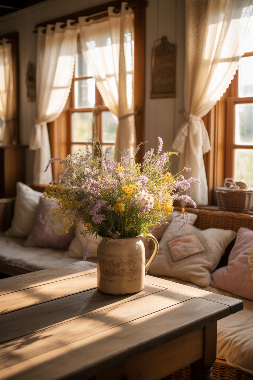 cottagecore Mother’s Day flower ideas with wild garden arrangement