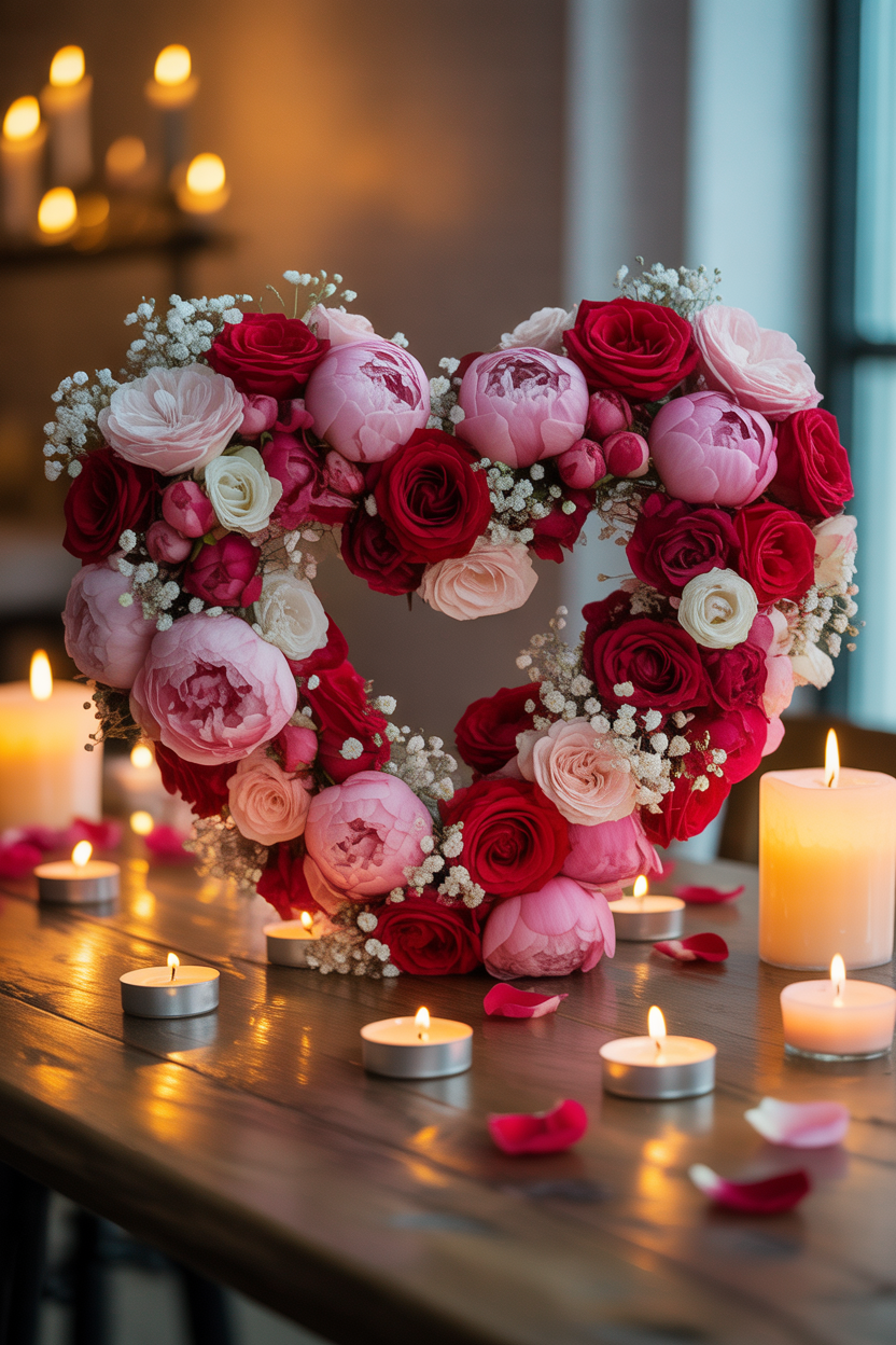 heart Mother’s Day flower ideas with a shaped arrangement