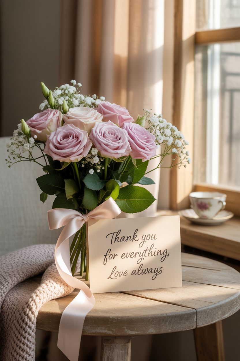 personalized Mother’s Day flower ideas with a note