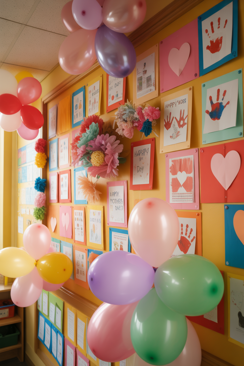 Mother’s Day photo wall classroom decoration for kids