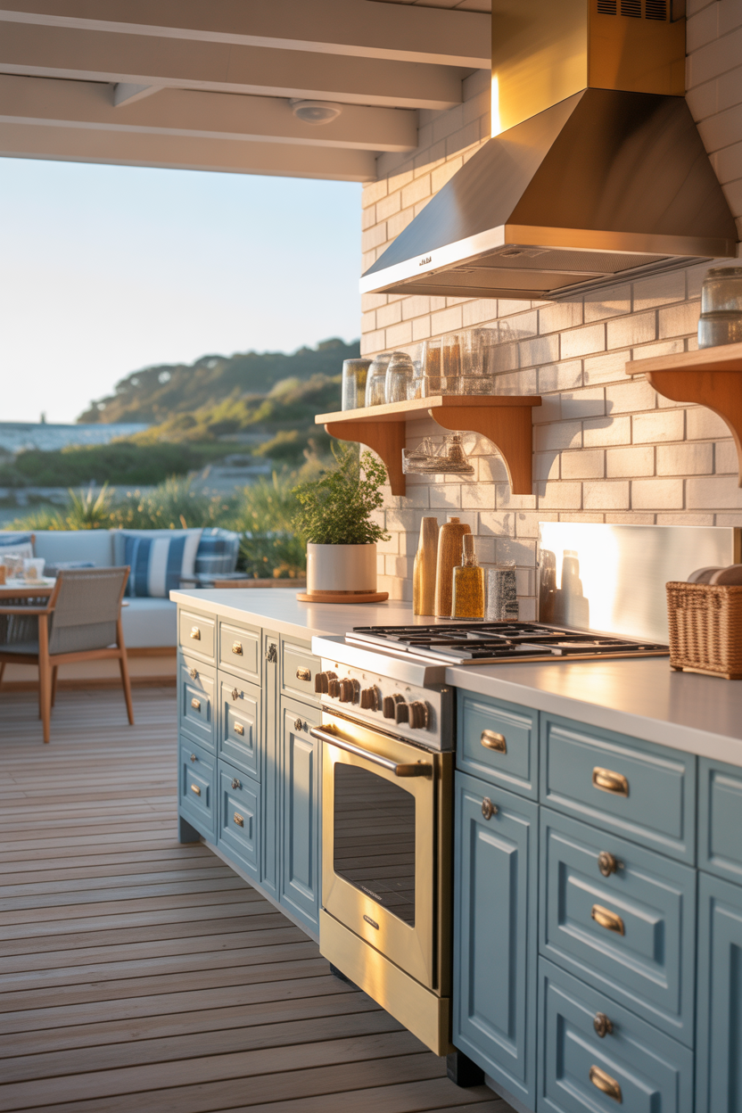 Coastal kitchen ideas with nautical-inspired cabinet hardware