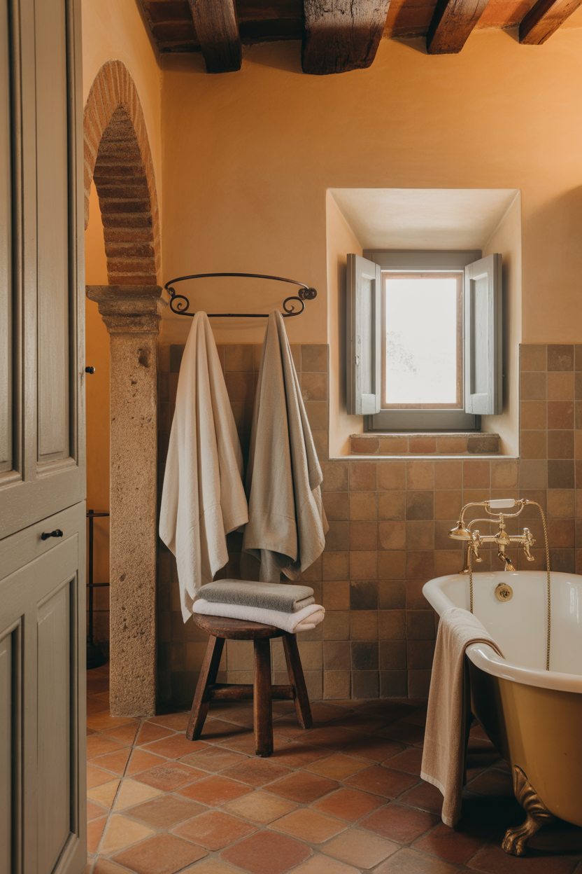 neutral towels old Italian bathroom ideas cozy