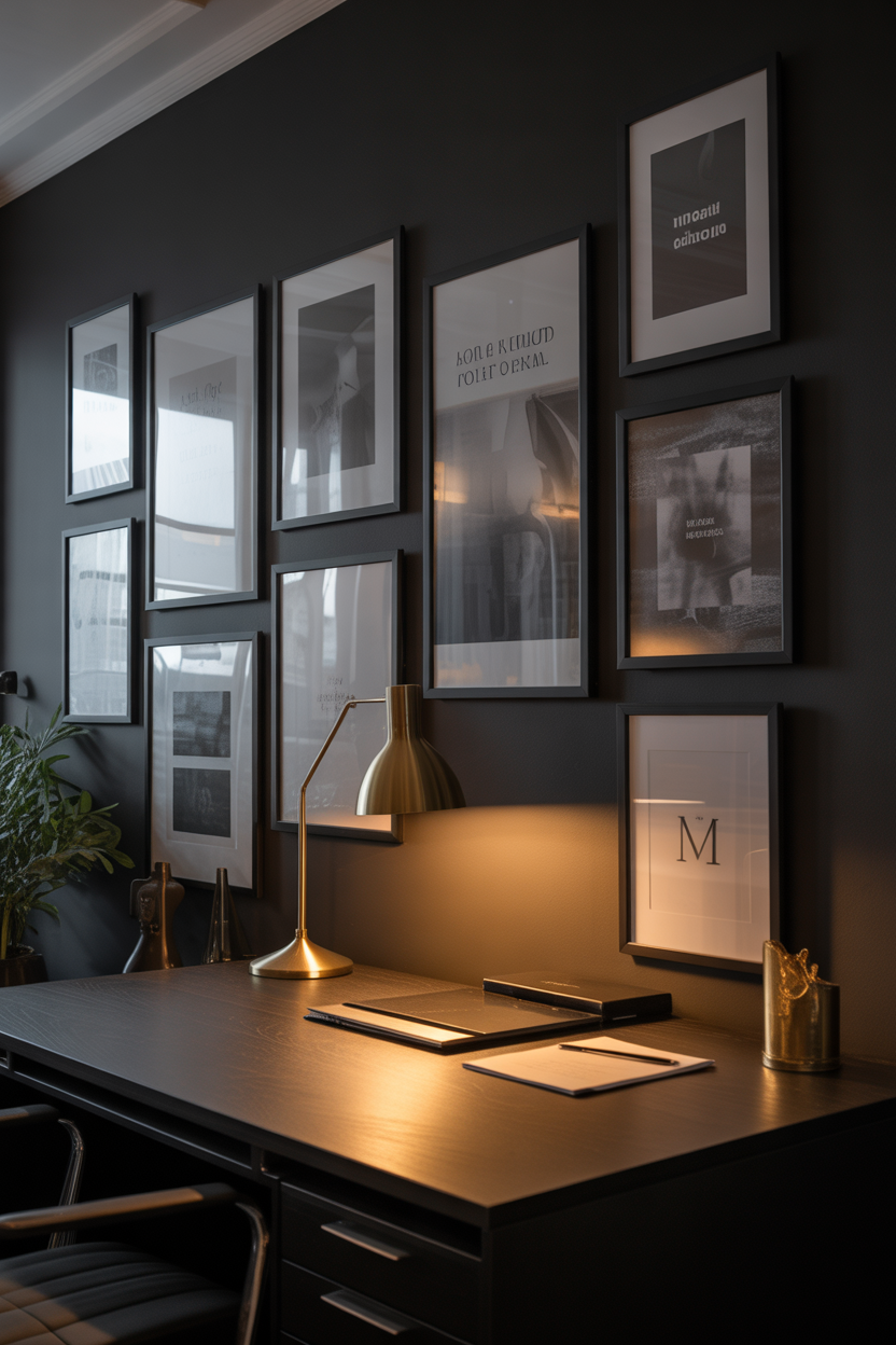 minimal inspiration wall with prints and notes