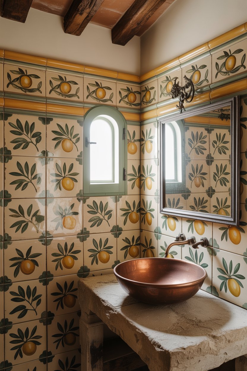 hand painted tiles old Italian bathroom ideas design