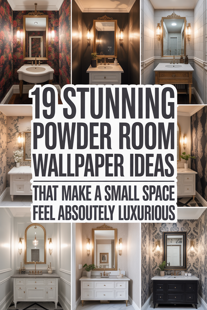 luxury powder room wallpaper ideas with elegant modern bathroom design and stylish interior decor