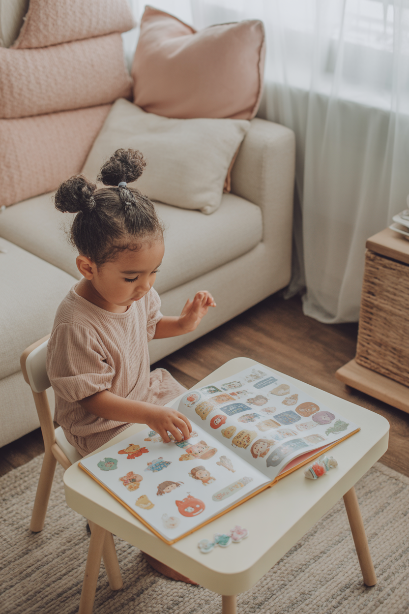 preschool summer activities, sticker storytelling, creative play