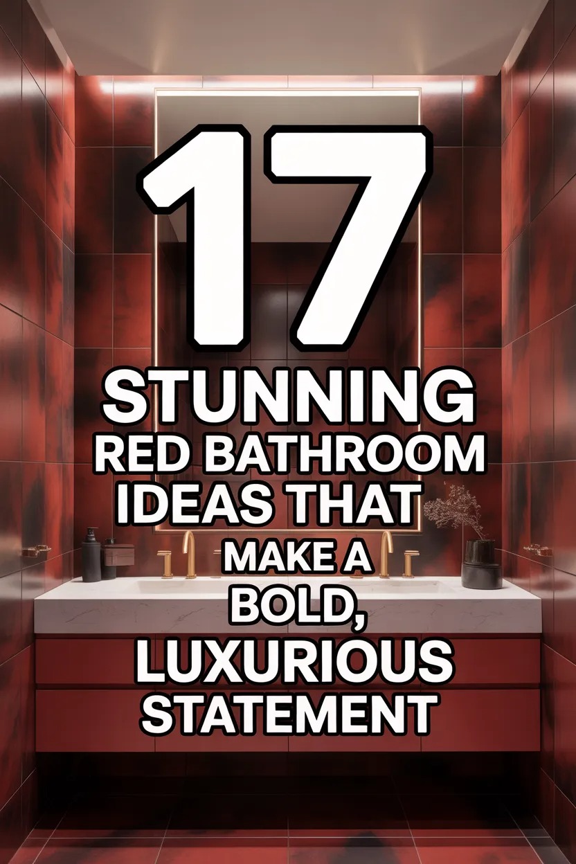 Modern red bathroom with bold accents and stylish decor