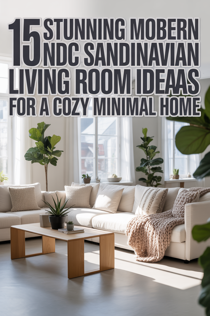 Modern Nordic Scandinavian living room with cozy minimal design, neutral colors, natural light, and stylish wooden furniture