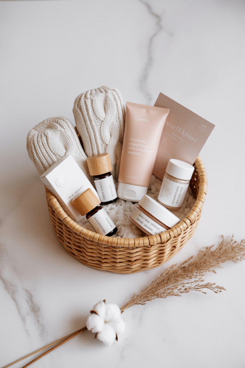 self-care Mother's Day gift basket with skincare items