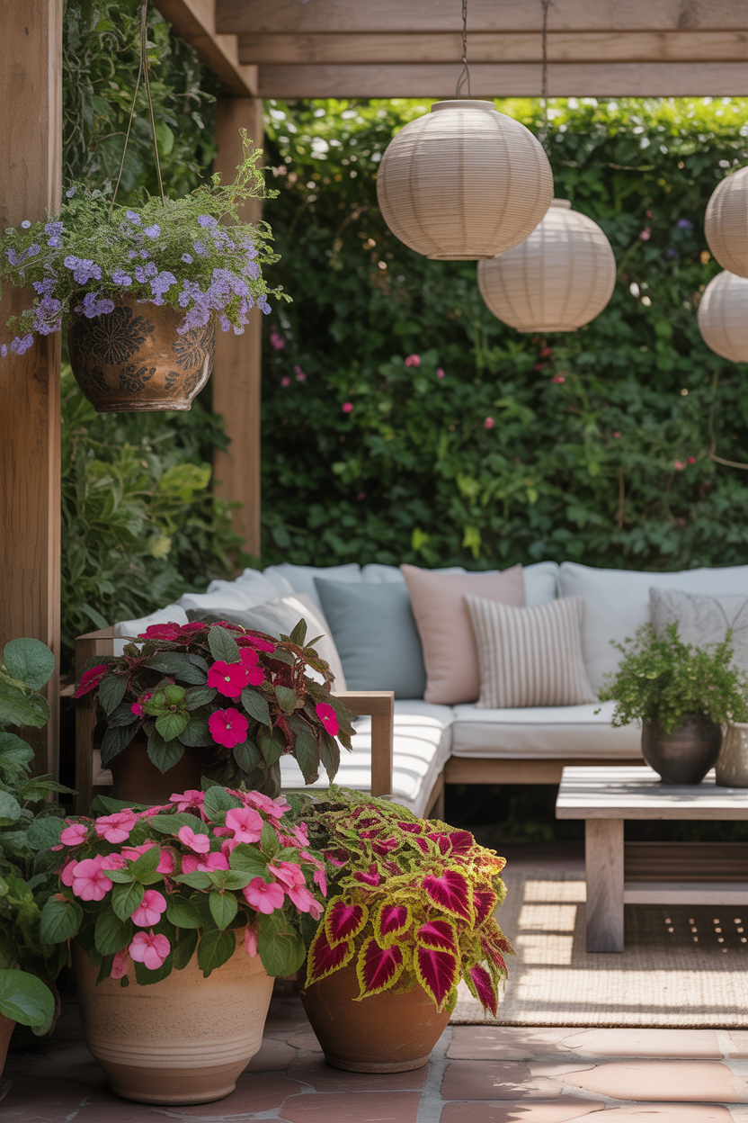 Shade-loving flower container gardening ideas for cozy corners.