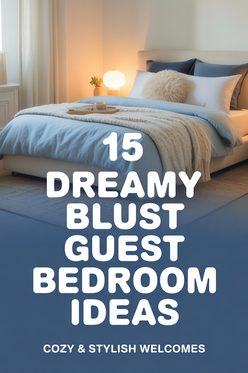 Cozy blue guest bedroom with modern decor and soft lighting