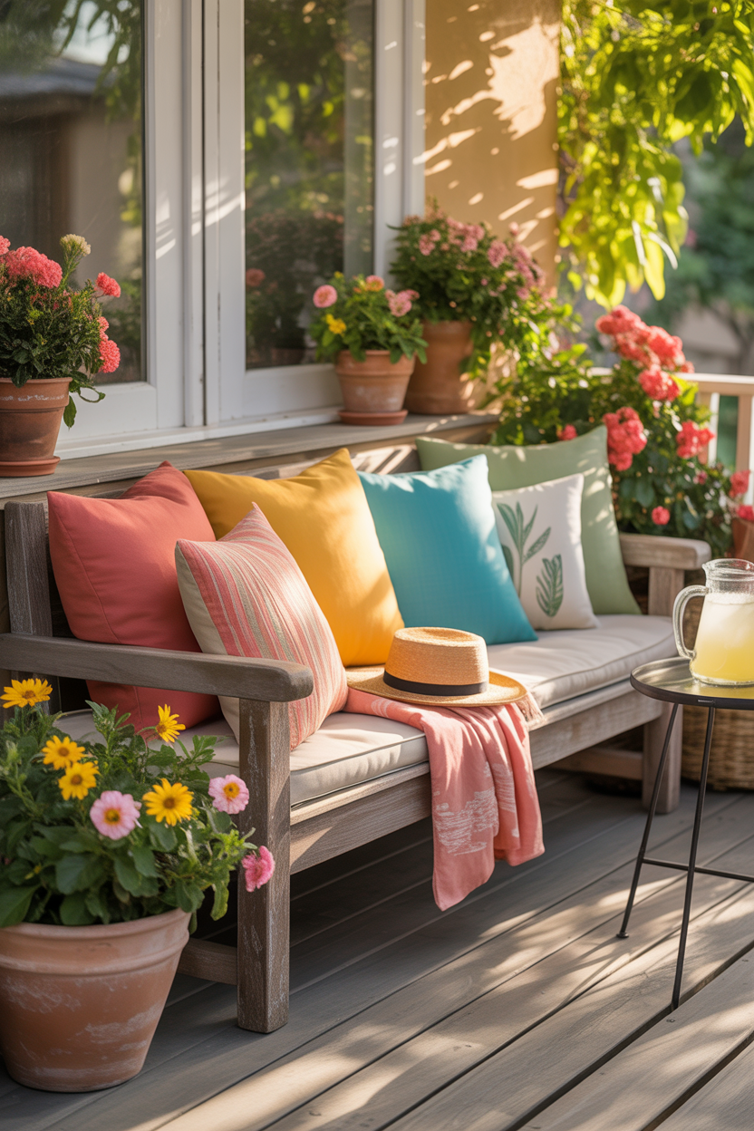 throw pillows, summer porch decor ideas to refresh your outdoor space