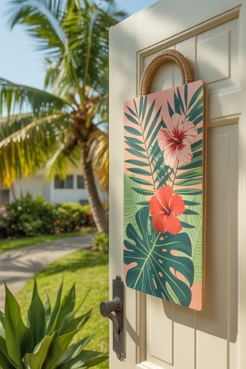 Summer door hanger ideas tropical paradise bright and vibrant decor