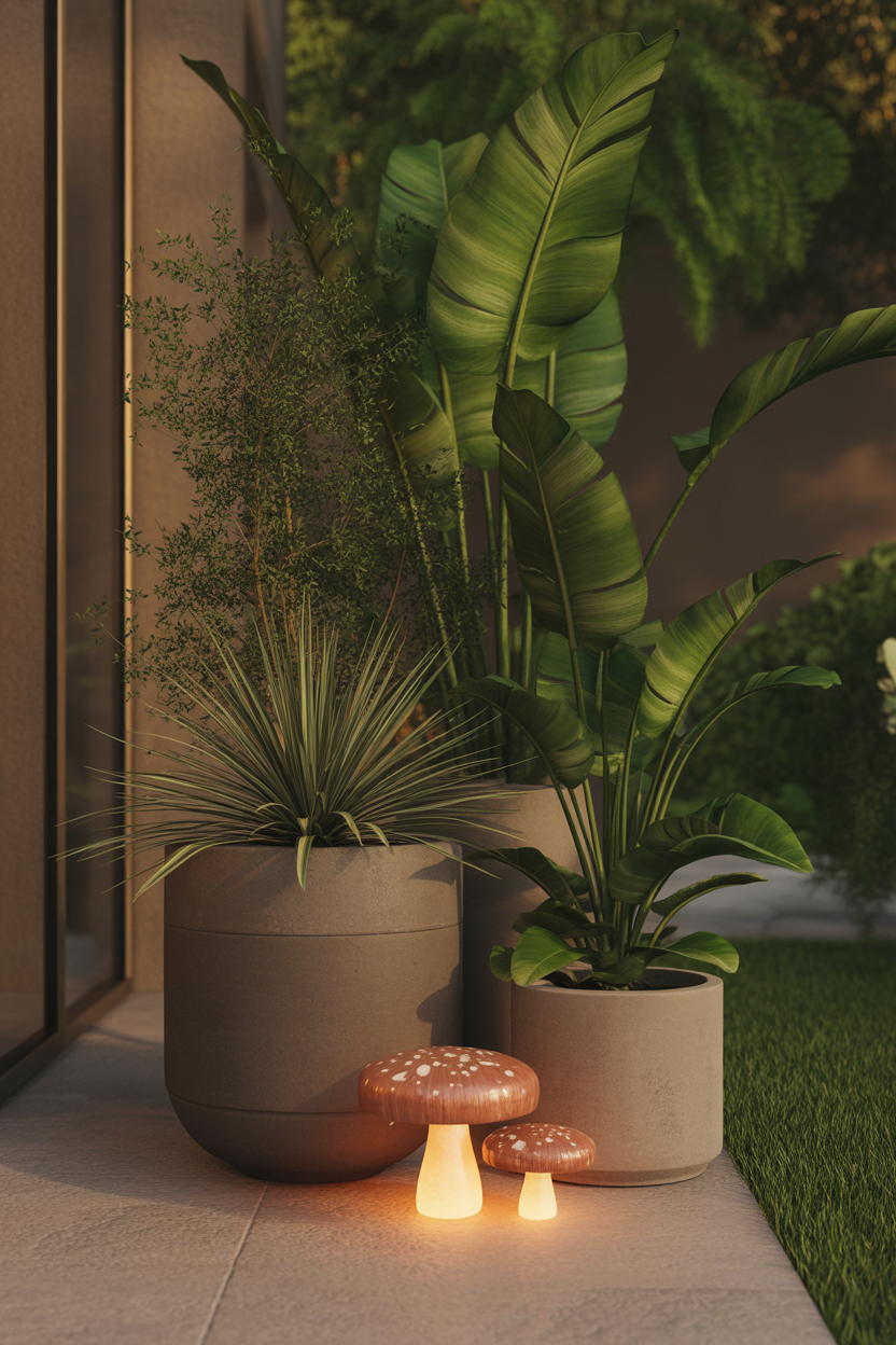 potted plants mushroom garden decor subtle aesthetic idea
