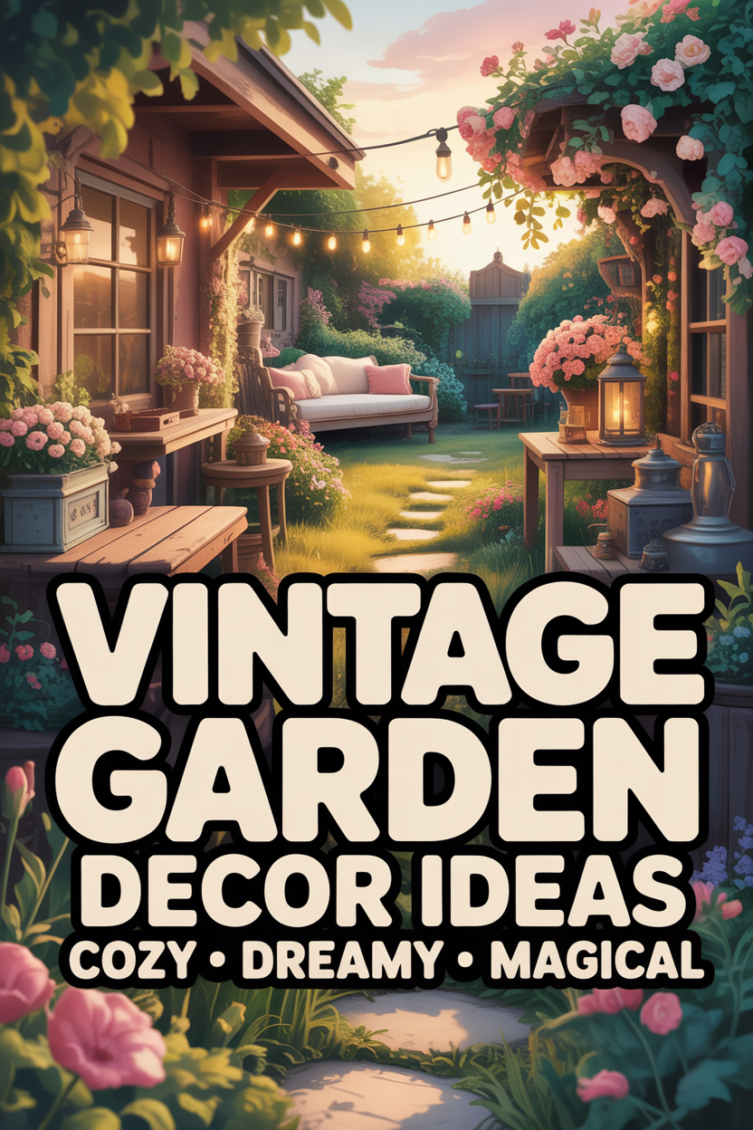 Cozy vintage garden decor ideas with rustic backyard setup