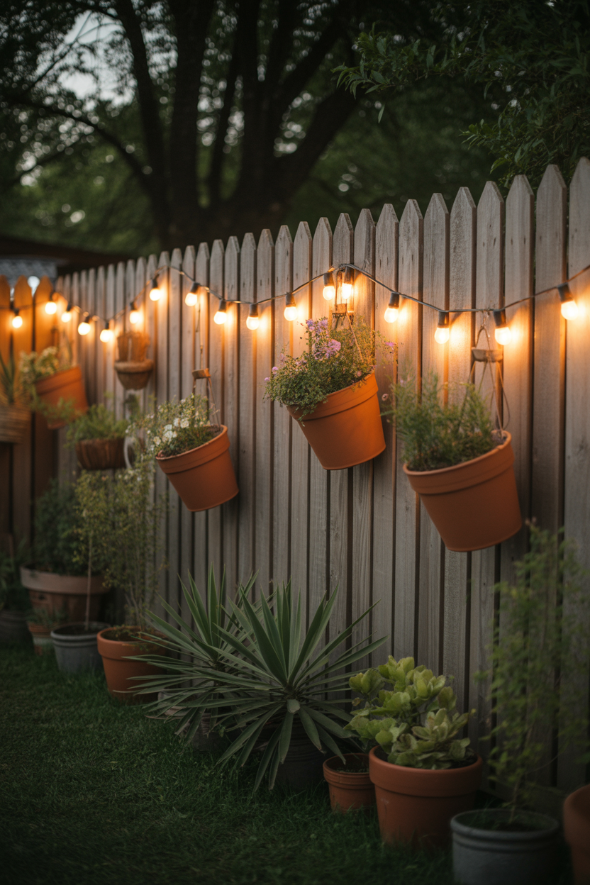 vintage garden decor ideas rustic fence hanging decor cozy backyard