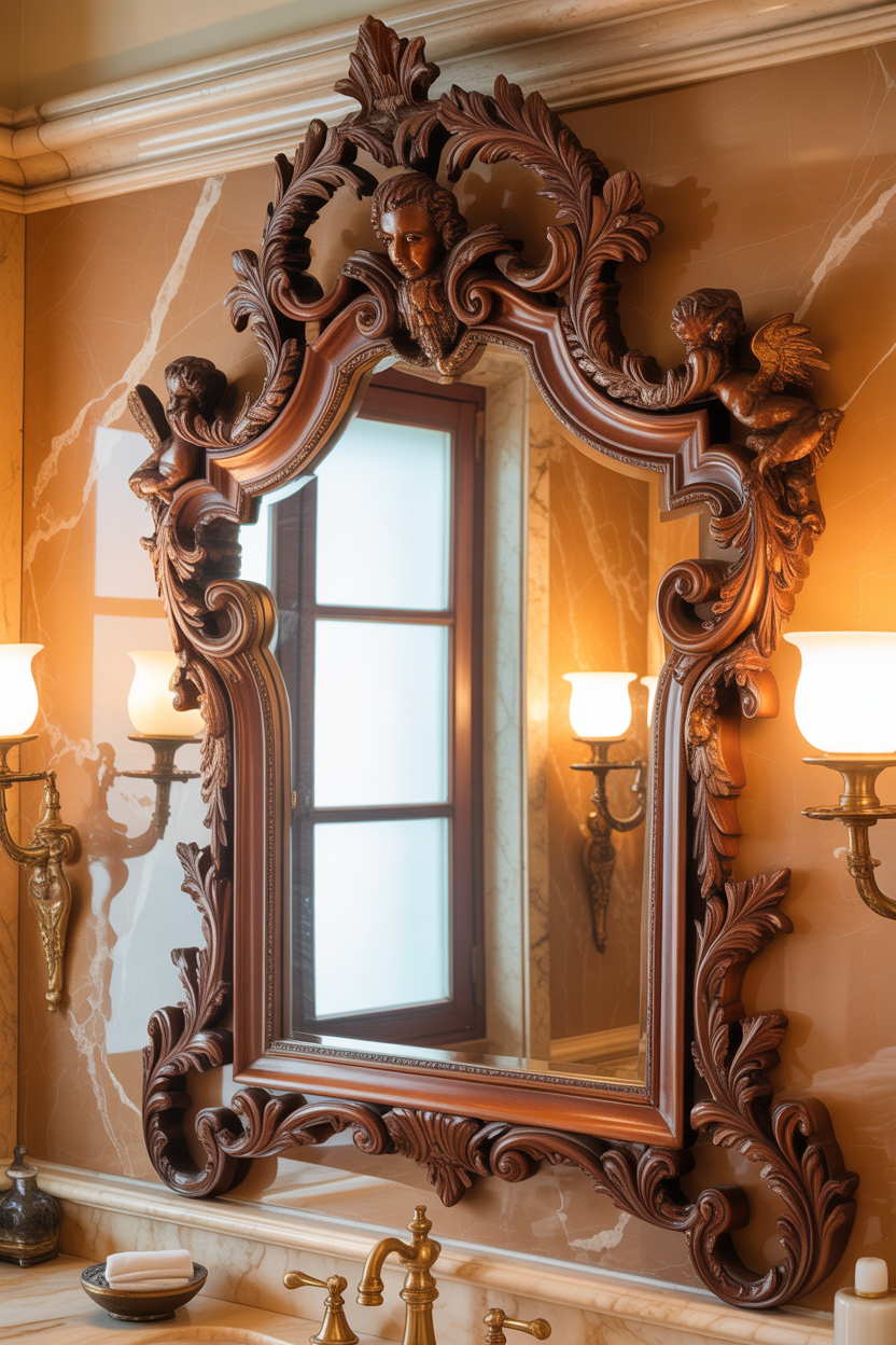 vintage mirror old Italian bathroom decor