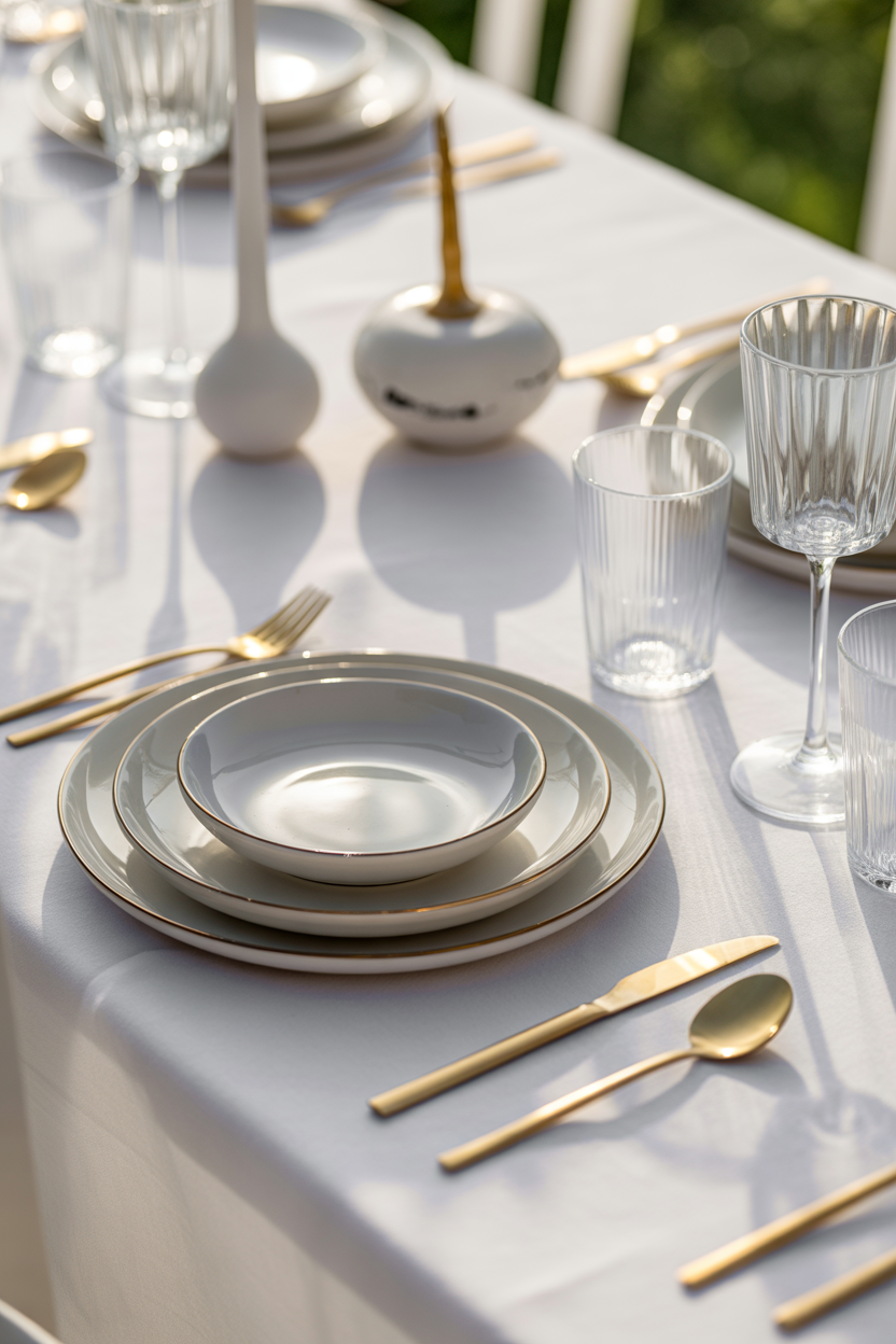 elegant white and gold Mother’s Day table decoration ideas setup