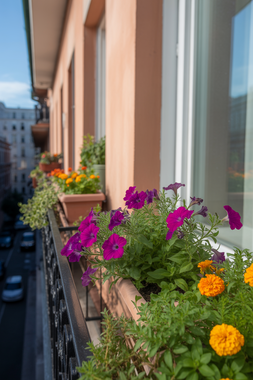 Flower container gardening ideas with vibrant window boxes.