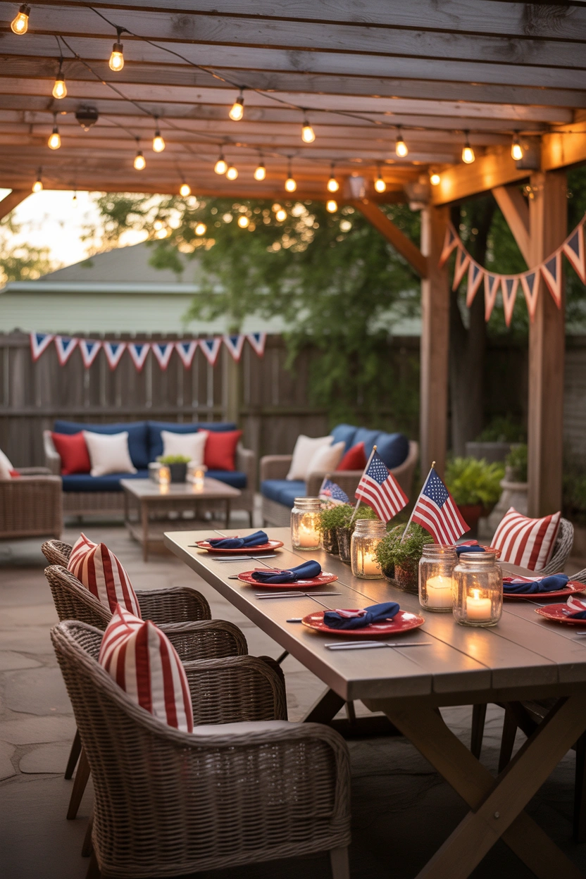 Festive backyard setup for July 4 celebration