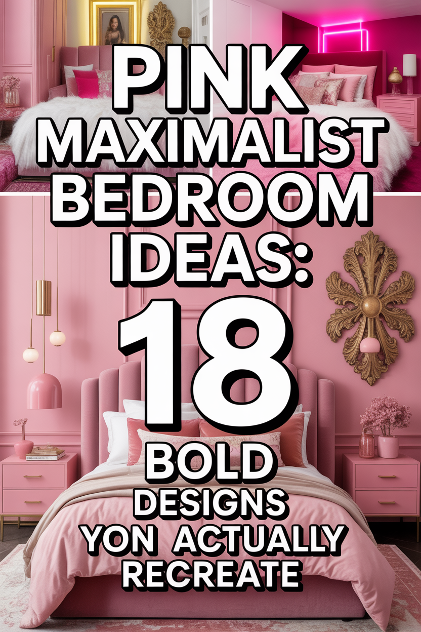 Pink maximalist bedroom with bold decor and luxury accents