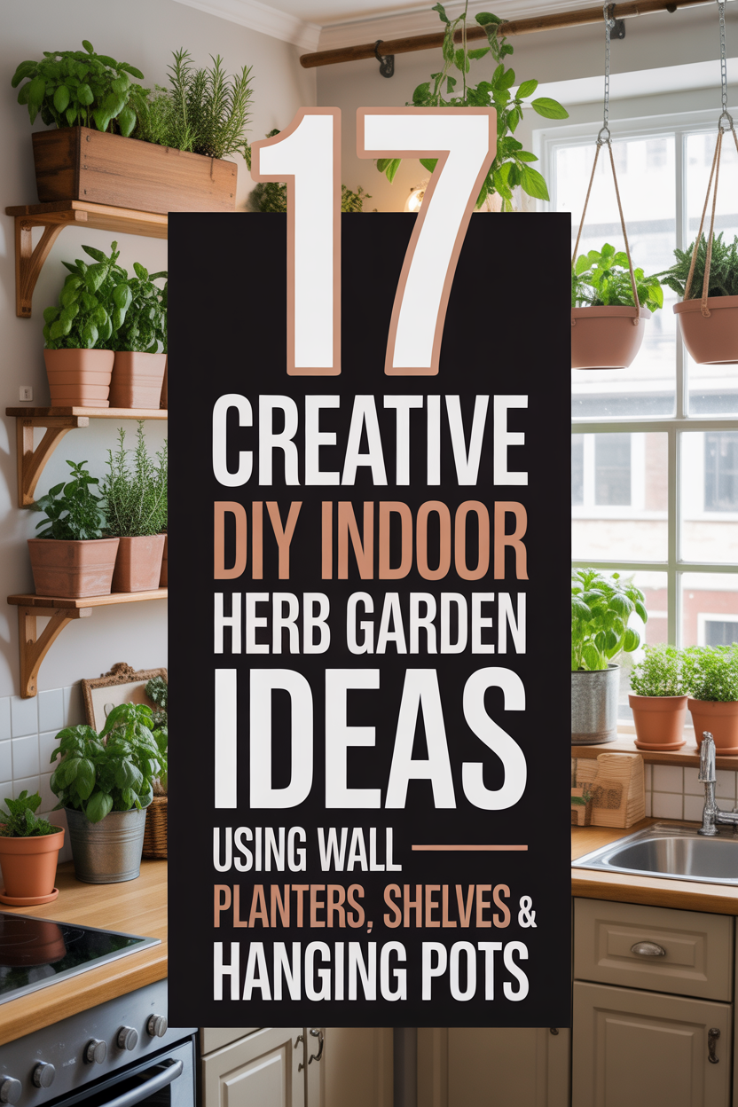 Creative DIY indoor herb garden ideas with wall planters shelves and hanging pots