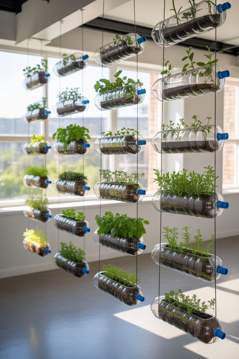 Stylish hydroponic planters used as modern home decor with green plants