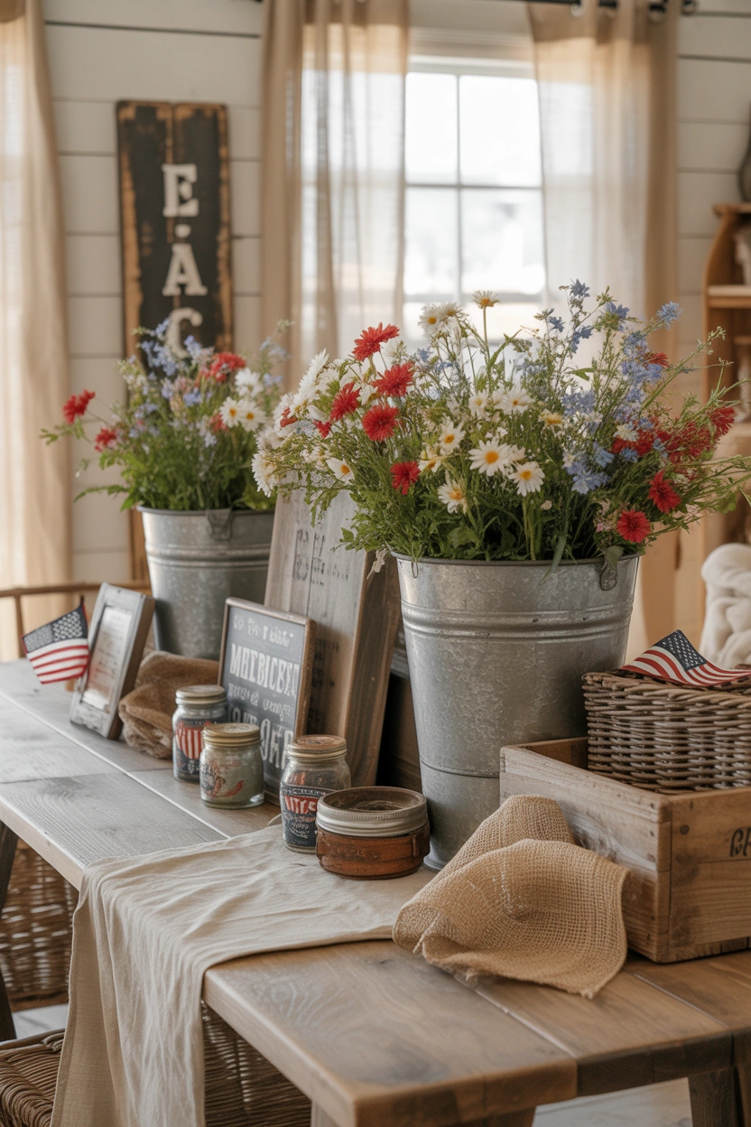 Farmhouse style patriotic decorations