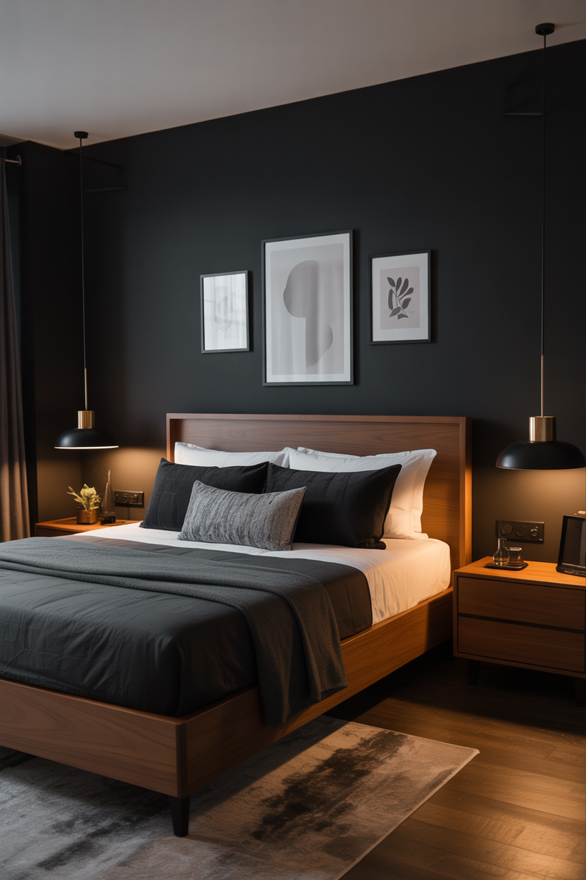 Minimal removable wall decals on white wall above bed in small rental bedroom for renter-friendly deco