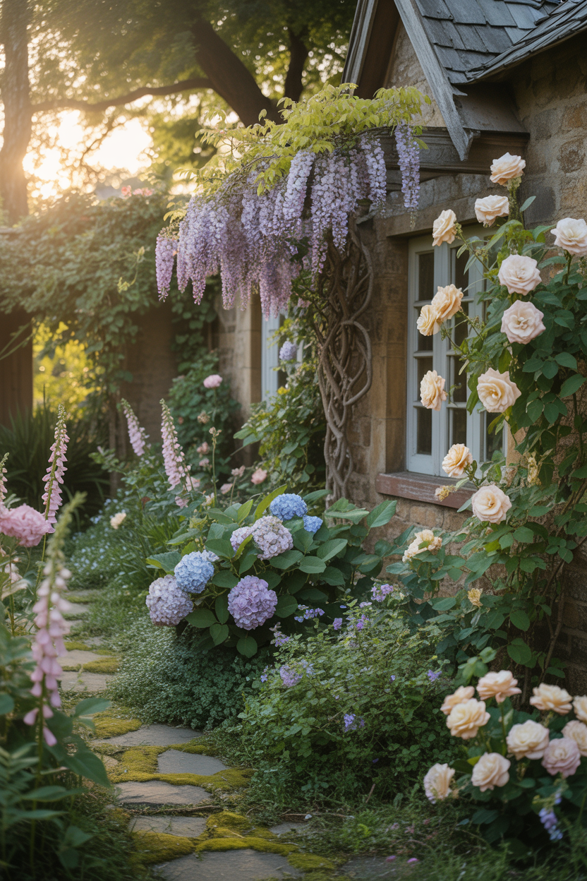 Enchanting fairytale plants in a dreamy magical garden