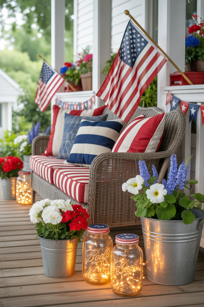4th of July decorations and decor ideas collage with patriotic home decor inspiration